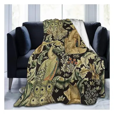 (150CM X 200CM) Throw Blanket William Morris Forest Fabric Ultra Soft Lightweight Blanket Flanne