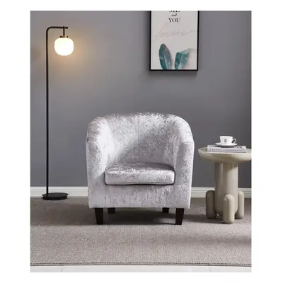 (Silver) Crush Velvet Tub Chair In Silver, Grey, Black or Brown