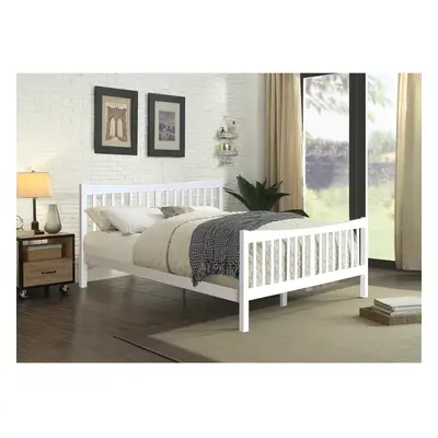 (White, With Harper Mattress) 4ft6 Solid Wooden Bedframe in Caramel or White