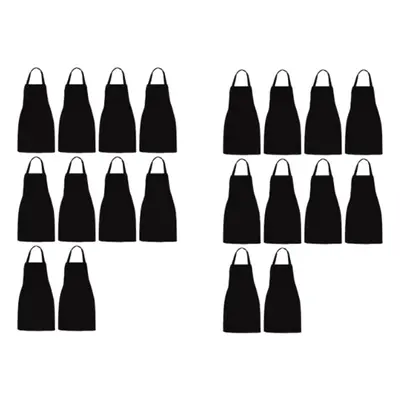 20 Pack Bib Apron - Unisex Black Apron Bulk with Roomy Pockets Machine Washable for Kitchen Craf