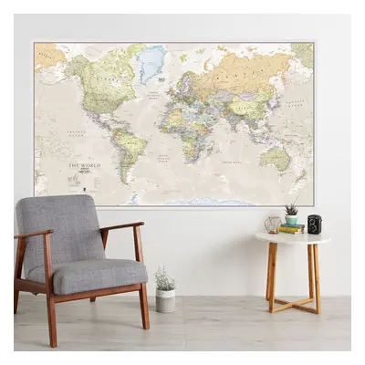 (197 cm x 116.5 cm, Laminated) Classic World Map