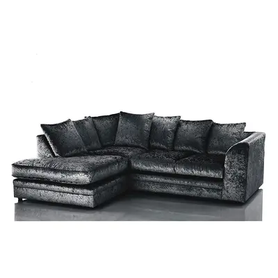 (Left hand Corner, Black) Bella Crushed Velvet Corner sofa