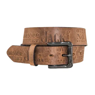 (34", Brown) Jack Daniel's Brown Leather Embossed 1.5" Belt