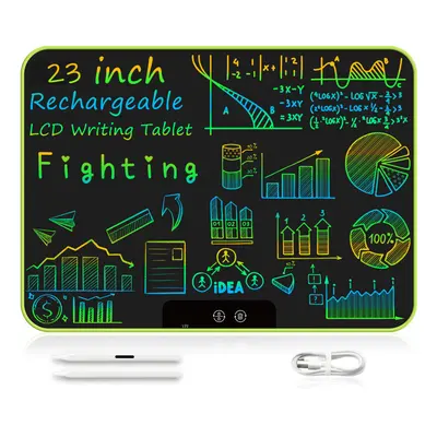 (23 Colors Green) 23 Inch Rechargeable LCD Drawing Tablet Children's Toy Painting Tools Electron