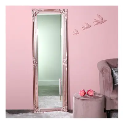 Tall Ornate Rose Gold Pink Mirror 47cm x 142cm