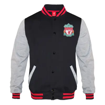 (Black, Large) Liverpool FC Official Football Gift Mens Retro Varsity Baseball Jacket