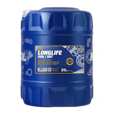 Mannol 20L Fully Synthetic Engine Oil Longlife 5w30 LL-04 504/507 C3