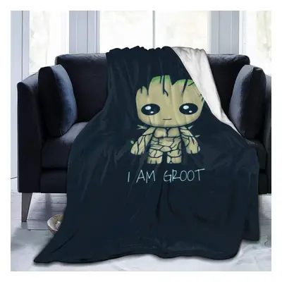 (150CM X 200CM) Vintage Baby Groot Flannel Throw Blanket Ultra Soft Bedspread Microfiber Fleece 