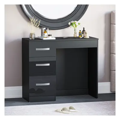 (Black) Hulio Drawer Dressing Table Bedroom Wood Desk