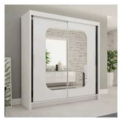 (White , cm ) Marika Sliding Mirror Door Luxurious Wardrobe