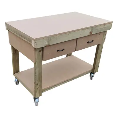 (6ft, Legs With Wheels) Wooden MDF Top Workbench With Drawers