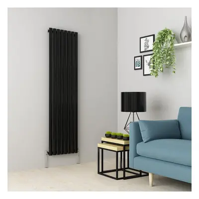 (1600 x 473mm Single, Black) Oval Tube Designer Radiator