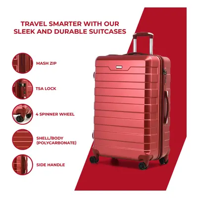 (Red Wine 20'') Lightweight Luggage Suitcase Set Wheels TSA Lock