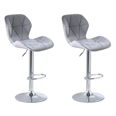 (Velvet Grey) 2pk Charles Jacobs Diamond-Style Adjustable Breakfast Bar Stools With Footrest