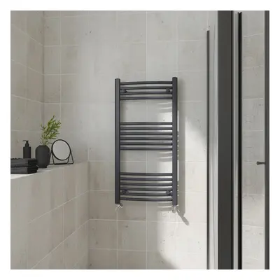 (Curved, 1000x500mm) Warmehaus Heated Towel Rail Anthracite Bathroom Ladder Style Radiator Grey 