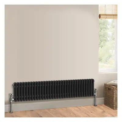 (300 x 1460mm - Double) Warmehaus Traditional Cast Iron Style Black Radiator Perfect for Bathroo