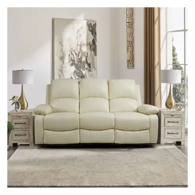 (Ivory, Seat Only) Reclining Luxury Leather Sofa Set In Choice of colours- Piece, Piece, Armchai