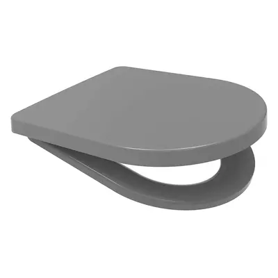 (Grey) Middle D Shape Toilet Seat Soft Close Quick Release x 449mm