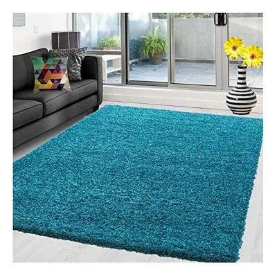 (Teal Blue, x cm (5 ft in x ft in)) X Large Small Soft Shaggy Rugs Modern Non Slip Rug