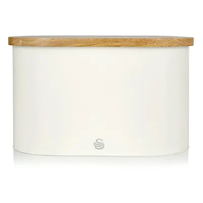 (White) Swan Nordic Oval Bread Bin with Cutting Board Lid