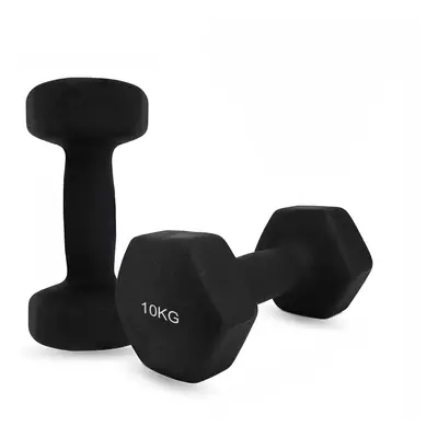 (2 x Kg Black) Dumbbell Hand Weights Ladies Dumbells Set Men Cast Iron Fitness Yoga Home Gym UK