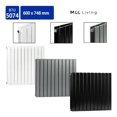 (Grey, 600x748 mm Double) MCC Radiator Horizontal Vertical Designer Flat Panel Central Heating R