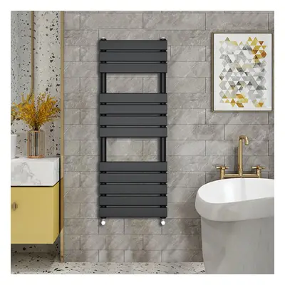 (1200x450mm) WarmeHaus - Minimalist Heated Towel Rail Radiator Bathroom Flat Panel Black