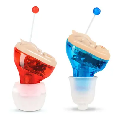 (Red + Blue) Digital Invisible Mini Hearing Aids Sound Amplifier Intelligent Noise Reduction