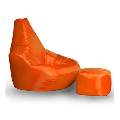 (Orange) Bonkers Player Combo Bean Bag with Foot Stool