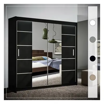 (203 cm , Black ) Sliding Wardrobes 4U Eden Sliding Door Wardrobe