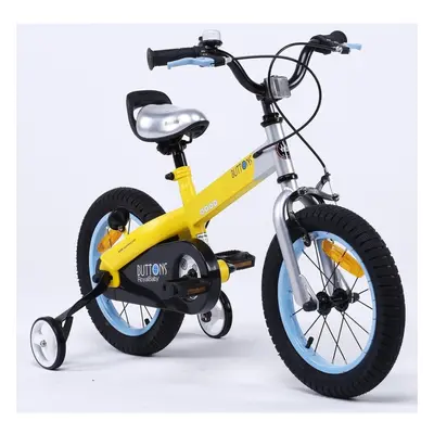 (matt-yellow, 16") RoyalBaby Button Freestyle kids children's bike with stabilisers, colour, 12"