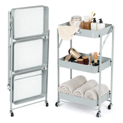 (GREY) LIVIVO Tier Kitchen Trolley Cart Slim Rolling Storage Rack