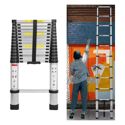 (4.4M) Aluminum Telescopic Ladder Extendable Ladder 330lb Max Capacity Multi-purpose Ladder