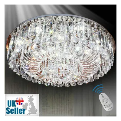 (Clear) 65cm Genuine K9 Crystal Flush Ceiling Light Chandelier Colours + Bluetooth Speakers + Re