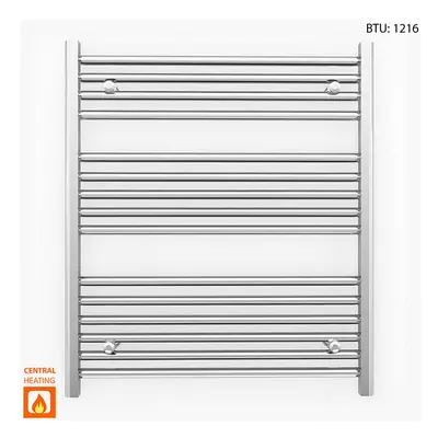 (Chrome Straight Valves, x (BTU:1216)) 800mm Wide Chrome Towel Rail Radiator With Valves