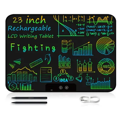 (23 Colors Black) 23 Inch Rechargeable LCD Drawing Tablet Children's Toy Painting Tools Electron