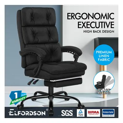 ELFORDSON Office Chair Executive Computer Fabric Seat Gaming Black