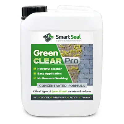 (5 Litres) SmartSeal Green Clear Pro - Powerful Green Algae Remover - Easy To Apply Best Mould, 