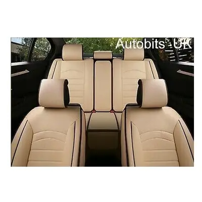 Deluxe Beige PU Leather Full Set Seat Covers For Audi A4 A6 A8 Q7 Q5 S-Line