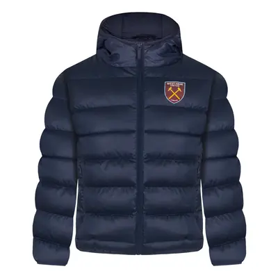 (10-11 Years) West Ham United Boys Jacket Hooded Winter Quilted Kids OFFICIAL Football Gift