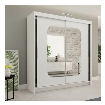 (White, 180cm) Marika Mirrored Sliding Door Bedroom Wardrobe