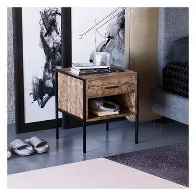 (Dark Wood) Brooklyn Drawer Bedside Cabinet Table Nightstand