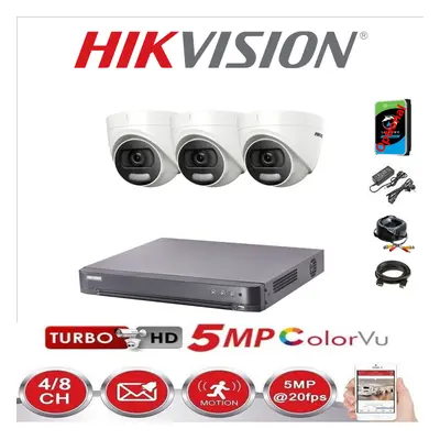 (3 Cameras, 2TB) HIKVISION CCTV SYSTEM 5MP DS-2CE72HFT-F KIT