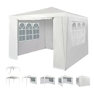 (White) 3x3m Joint Gazebo with Side Panels and Clip Party Tent Marquee