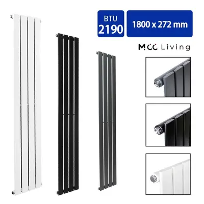 (Black, 1800x272 mm Single) MCC Radiator Horizontal Vertical Designer Flat Panel Central Heating