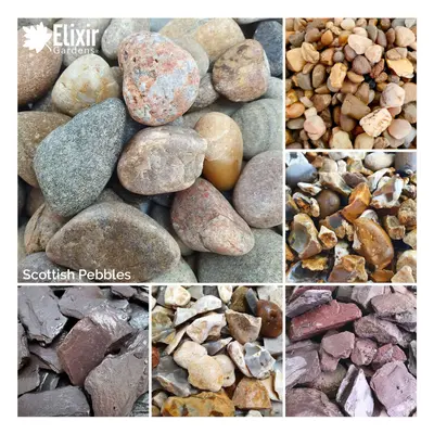 (Scottish Pebbles, 20kg x 2) Decorative Stone Coloured Pebbles Cobbles Slate Gravel Chippings Ag