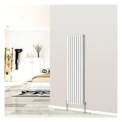 (Vertical 1800x472mm - Double) NRG White Designer Radiator Premium Oval Column Central Heating P