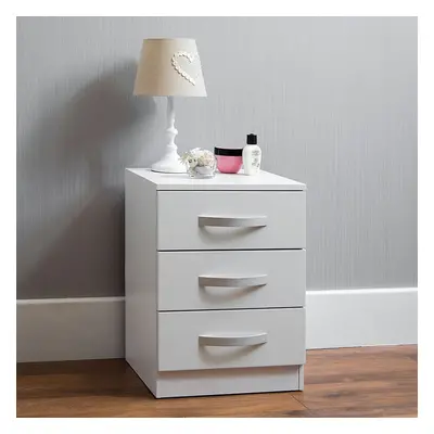 (White) Hulio Drawer Bedside Table Cabinet Nightstand