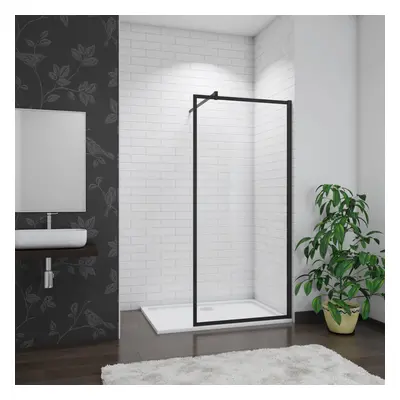 (1000mm) Matt Black Walk in Wet Room Shower Screen Panel