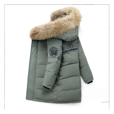 (Green, 3-4yrs) Russian Winter Children Boy Down Jacket Hooded Waterproof Thicken Warm Boy Outer